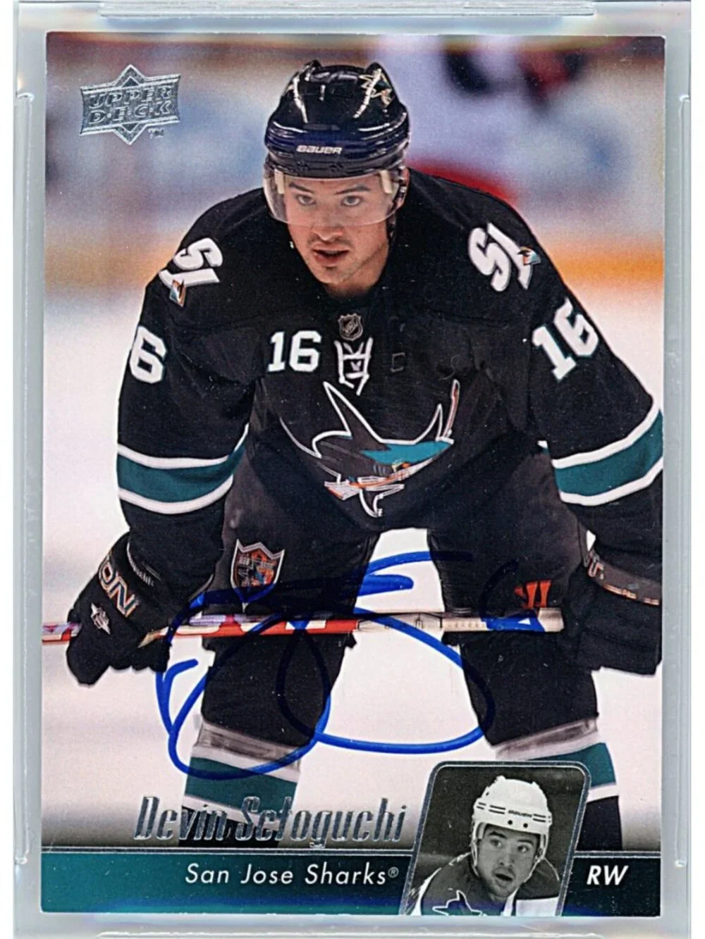 Devin Setoguchi Signed 2010-11 Upper Deck Hockey Card Sharks Beckett Autograph